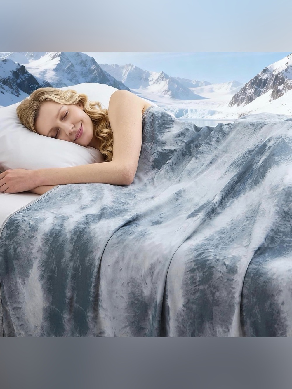 Cooling Plush Blanket - Gray Marble Design - Picture 9 of 10